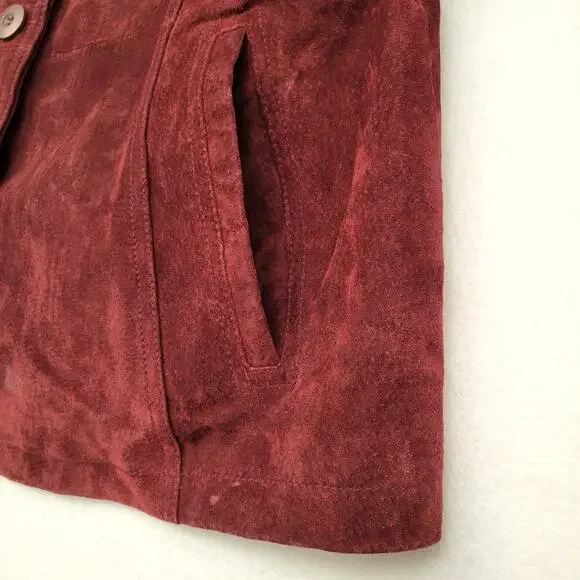 Wilsons Leather Maxima Jacket Women's XL Maroon Suede Lined Vintage 90s Y2K - Picture 6 of 16